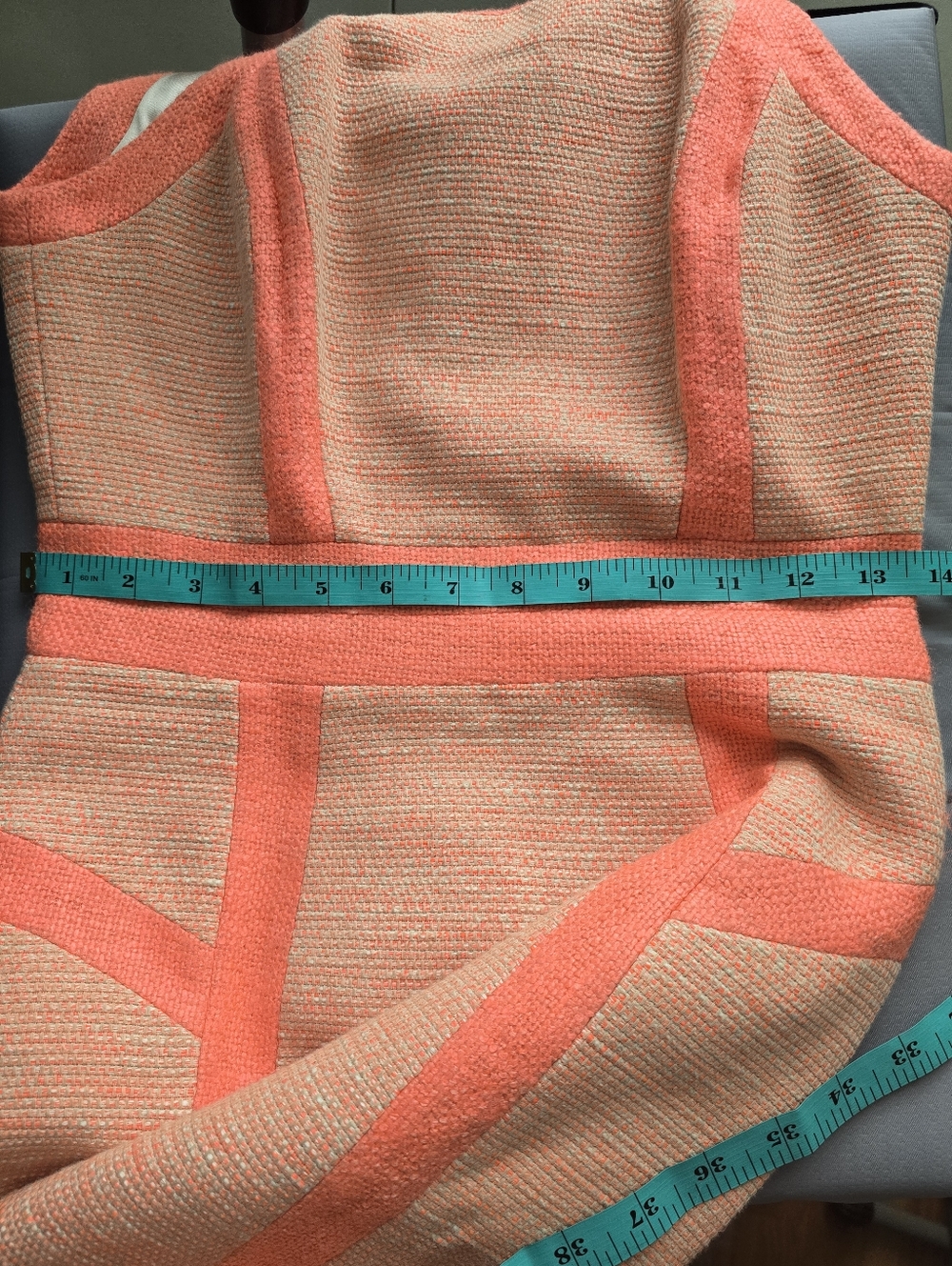 Milly Coral Orange Tweed Woven Lined Mini Dress Size 0 - Picture 14 of 14